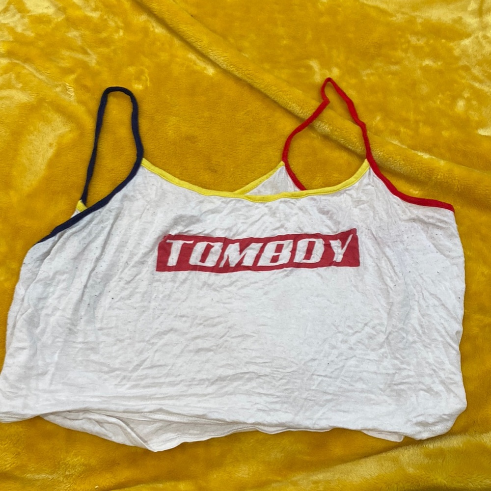 Soft white with color trims crop top